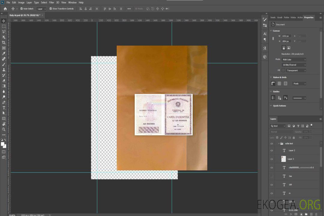 Carte d'identité italienne (La Carta D'Identita' Italiana) photolook AVANT template